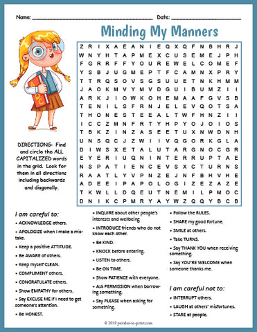 Good Manners Word Search