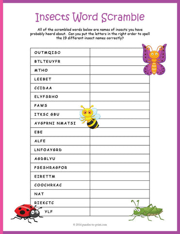 Insect Puzzle Bundle PRINTABLE PDF Puzzles To Print