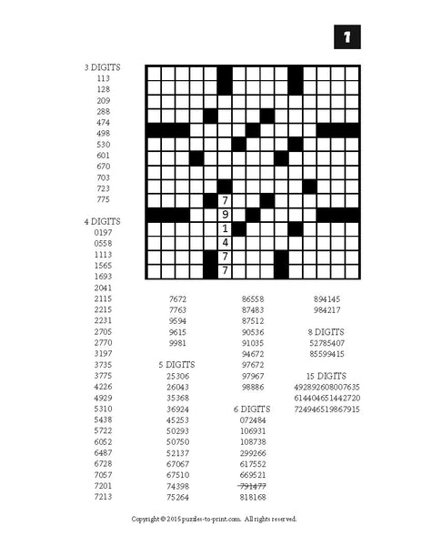 Number Fill In Puzzles, Volume 2, PRINTABLE PDF – Puzzles to Print Number Fill In Puzzles, Volume 2, PRINTABLE PDF – Puzzles to Print