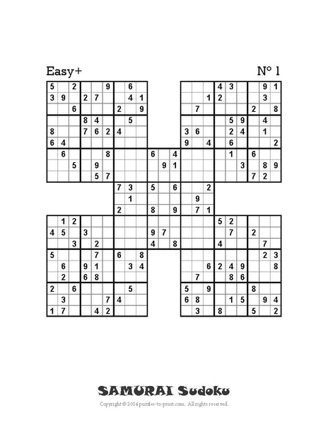 Samurai Sudoku Printable Pdf Puzzles To Print 7497